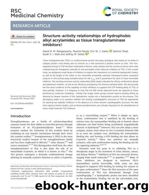 Structureâactivity relationships of hydrophobic alkyl acrylamides as tissue transglutaminase inhibitors by unknow