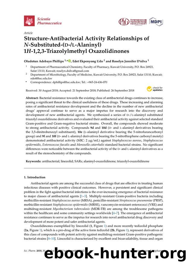Structure-Antibacterial Activity Relationships of N-Substituted-(d-l-Alaninyl) 1H-1,2,3-Triazolylmethyl Oxazolidinones by Oludotun Adebayo Phillips Edet Ekpenyong Udo & Roselyn Jennifer D’silva