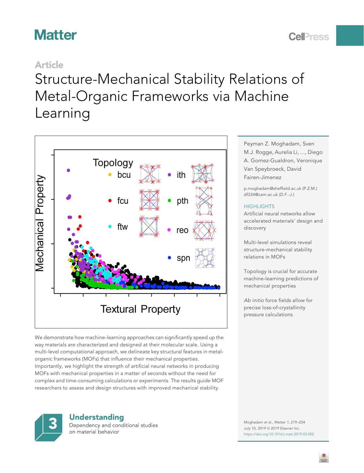 Structure-Mechanical Stability Relations of Metal-Organic Frameworks via Machine Learning by unknow