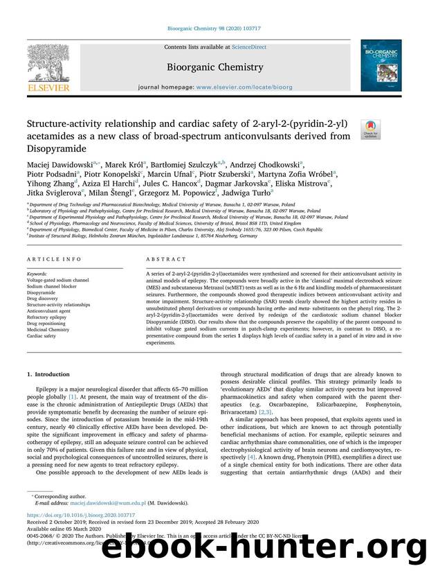 Structure-activity relationship and cardiac safety of 2-aryl-2-(pyridin-2-yl)acetamides as a new class of broad-spectrum anticonvulsants derived from Disopyramide by unknow