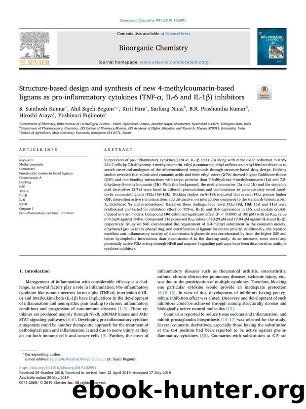 Structure-based design and synthesis of new 4-methylcoumarin-based lignans as pro-inflammatory cytokines (TNF-Î±, IL-6 and IL-1Î²) inhibitors by unknow