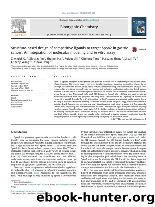 Structure-based design of competitive ligands to target Spon2 in gastric cancer: An integration of molecular modeling and in vitro assay by unknow