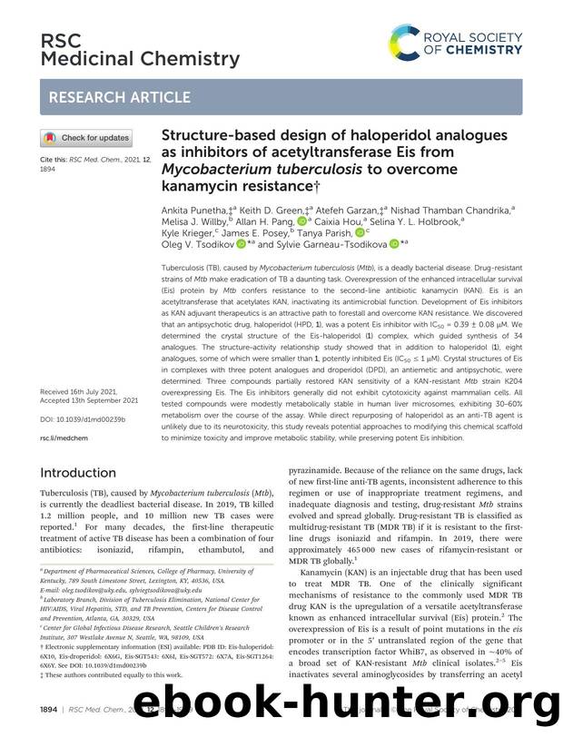 Structure-based design of haloperidol analogues as inhibitors of acetyltransferase Eis from Mycobacterium tuberculosis to overcome kanamycin resistance by unknow