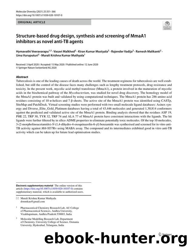 Structure-based drug design, synthesis and screening of MmaA1 inhibitors as novel anti-TB agents by unknow