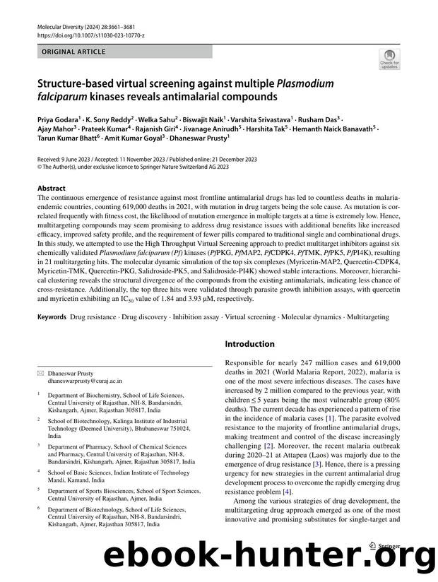 Structure-based virtual screening against multiple Plasmodium falciparum kinases reveals antimalarial compounds by unknow