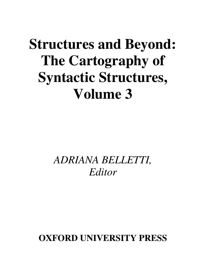 Structures and Beyond: The Cartography of Syntactic Structures by Adriana Belletti