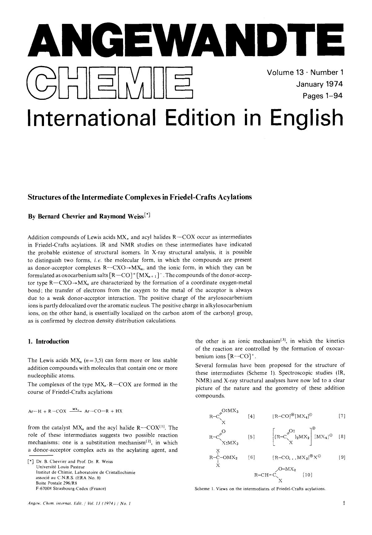 Structures of the Intermediate Complexes in Friedel-Crafts Acylations by Unknown