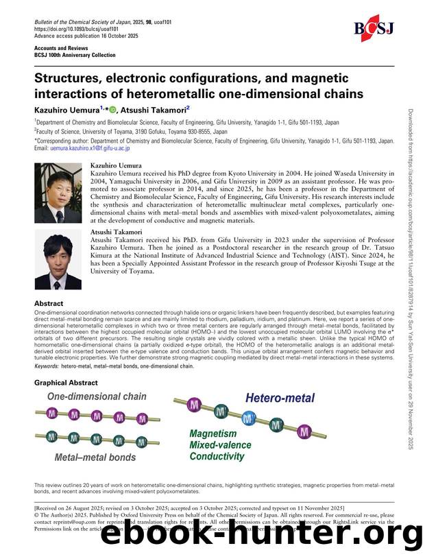 Structures, electronic configurations, and magnetic interactions of heterometallic one-dimensional chains by Kazuhiro Uemura & Atsushi Takamori