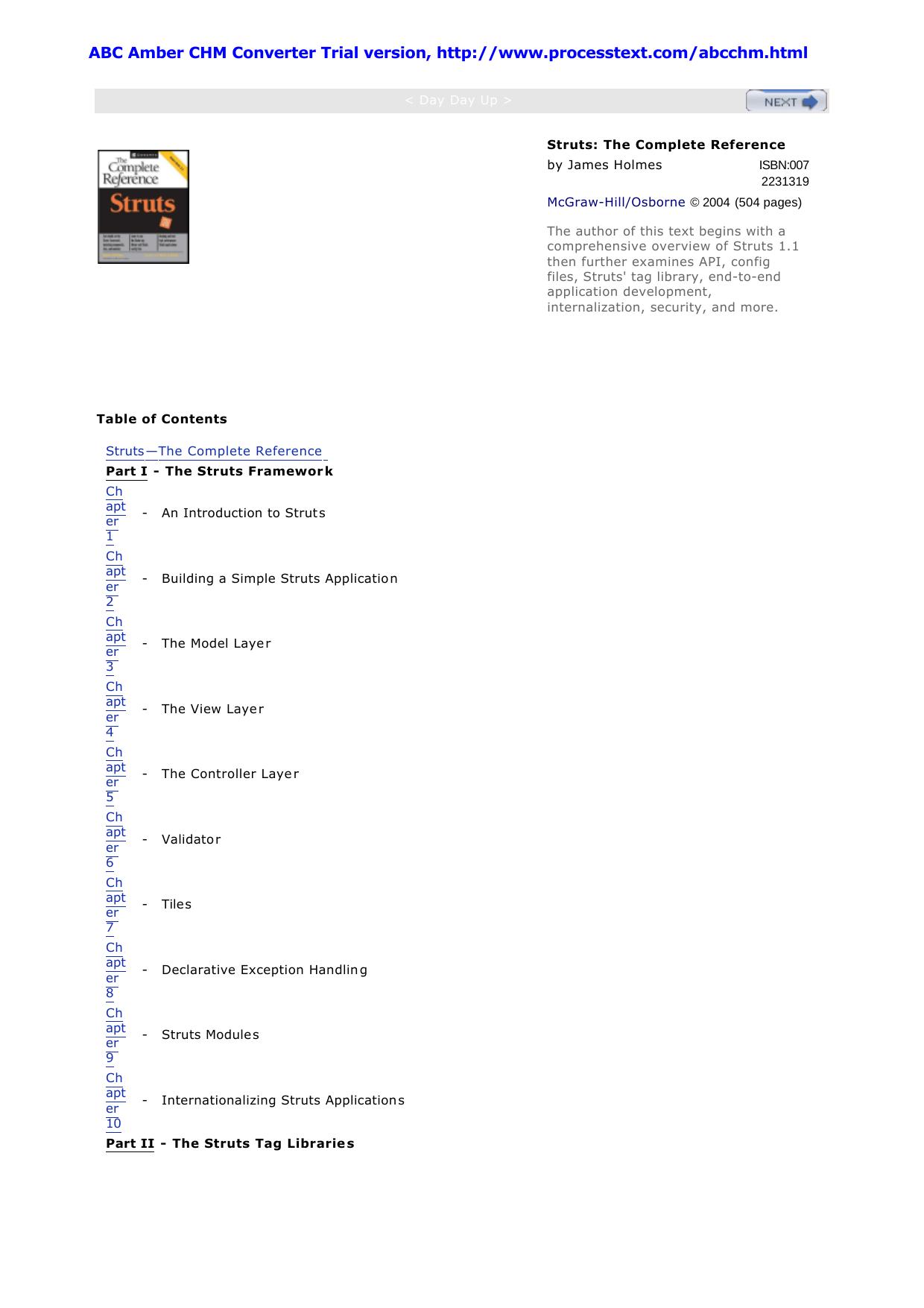 Struts: The Complete Reference by James Holmes