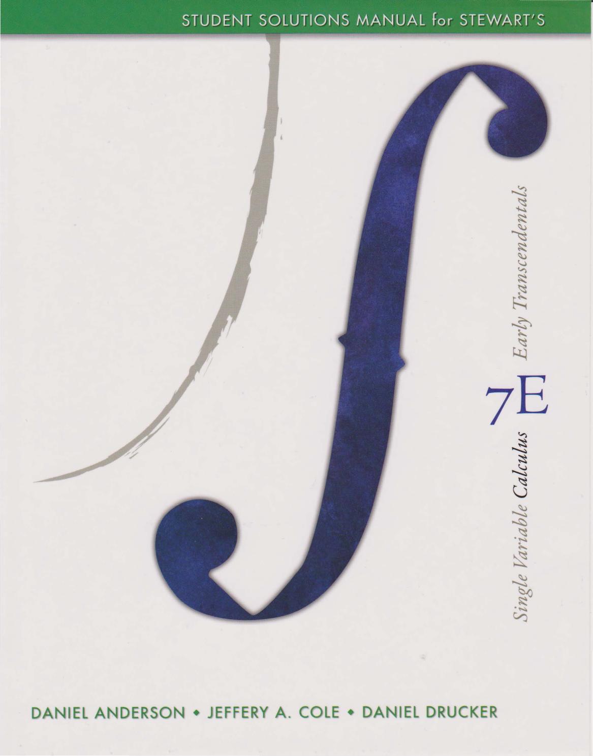 Student Solutions Manual for Stewart's Single Variable Calculus Early Transcendentals, 7th by Unknown