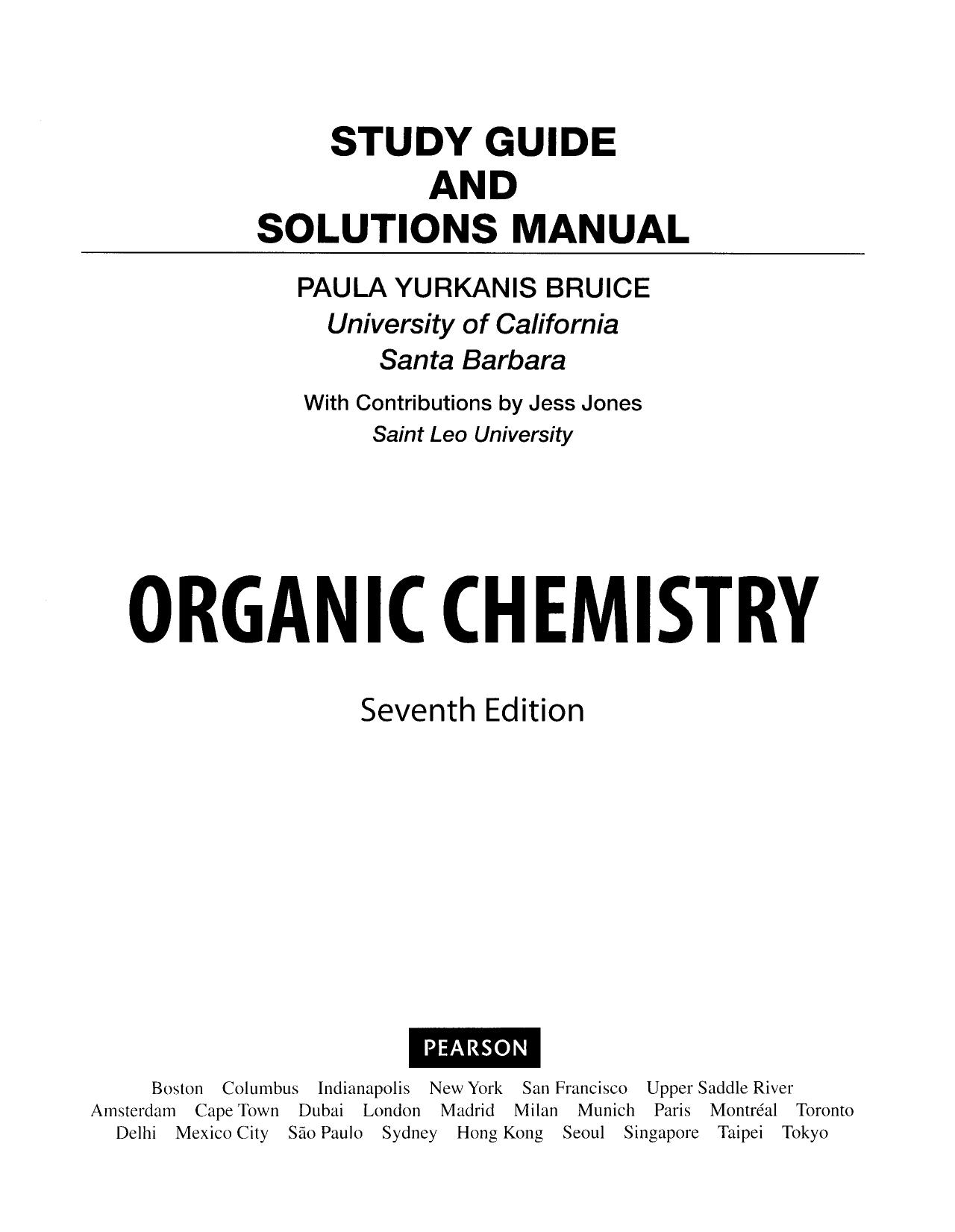 Student's Solutions Manual for Organic Chemistry by Paula Yurkanis Bruice