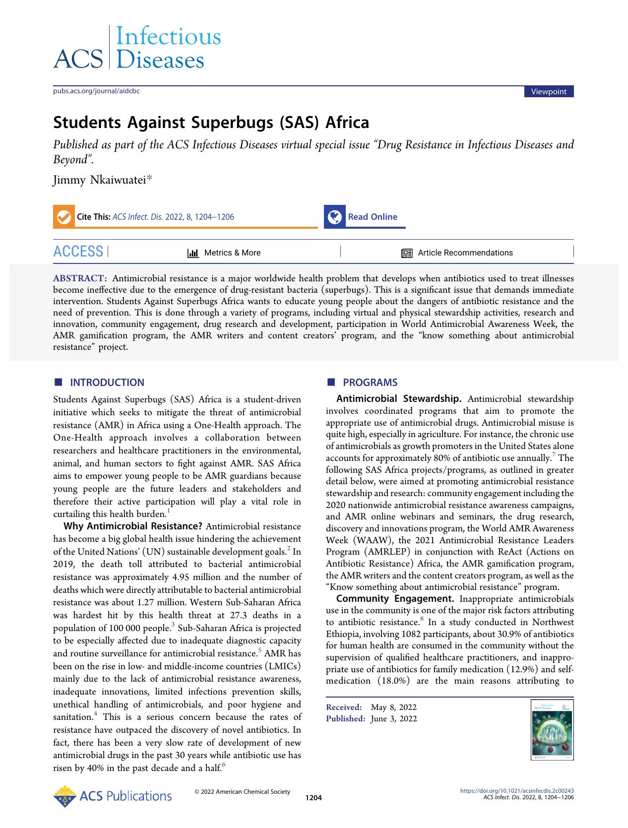 Students Against Superbugs (SAS) Africa by Jimmy Nkaiwuatei