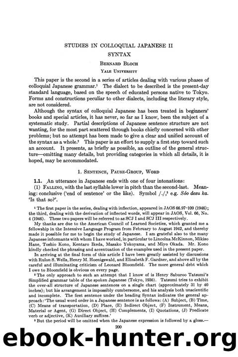 Studies in Colloquial Japanese II by Syntax