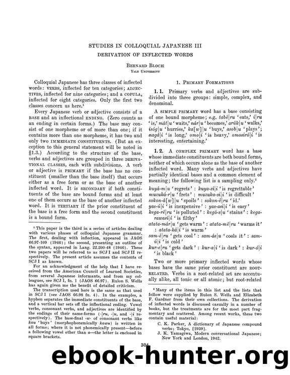 Studies in Colloquial Japanese III by Derivation of Inflected Words
