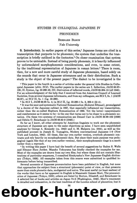 Studies in Colloquial Japanese IV by Phonemics