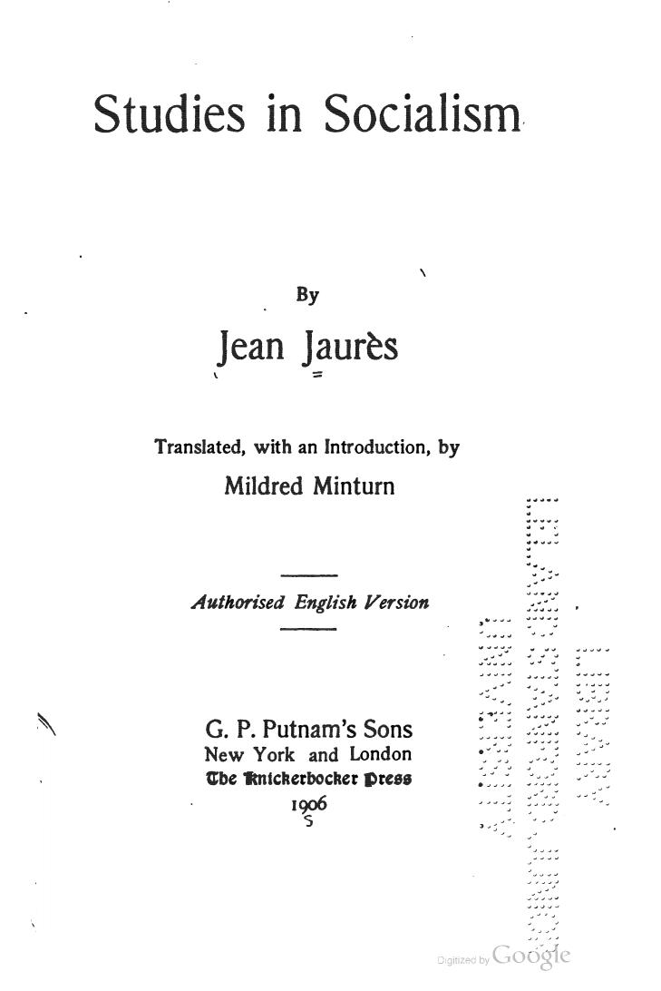 Studies in Socialism by Jean Jaurès Mildred Minturn