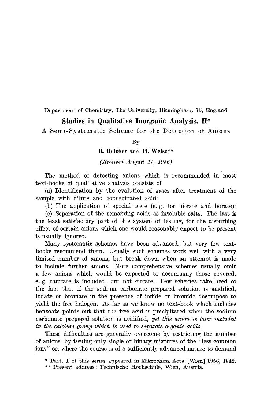 Studies in qualitative inorganic analysis. II by Unknown