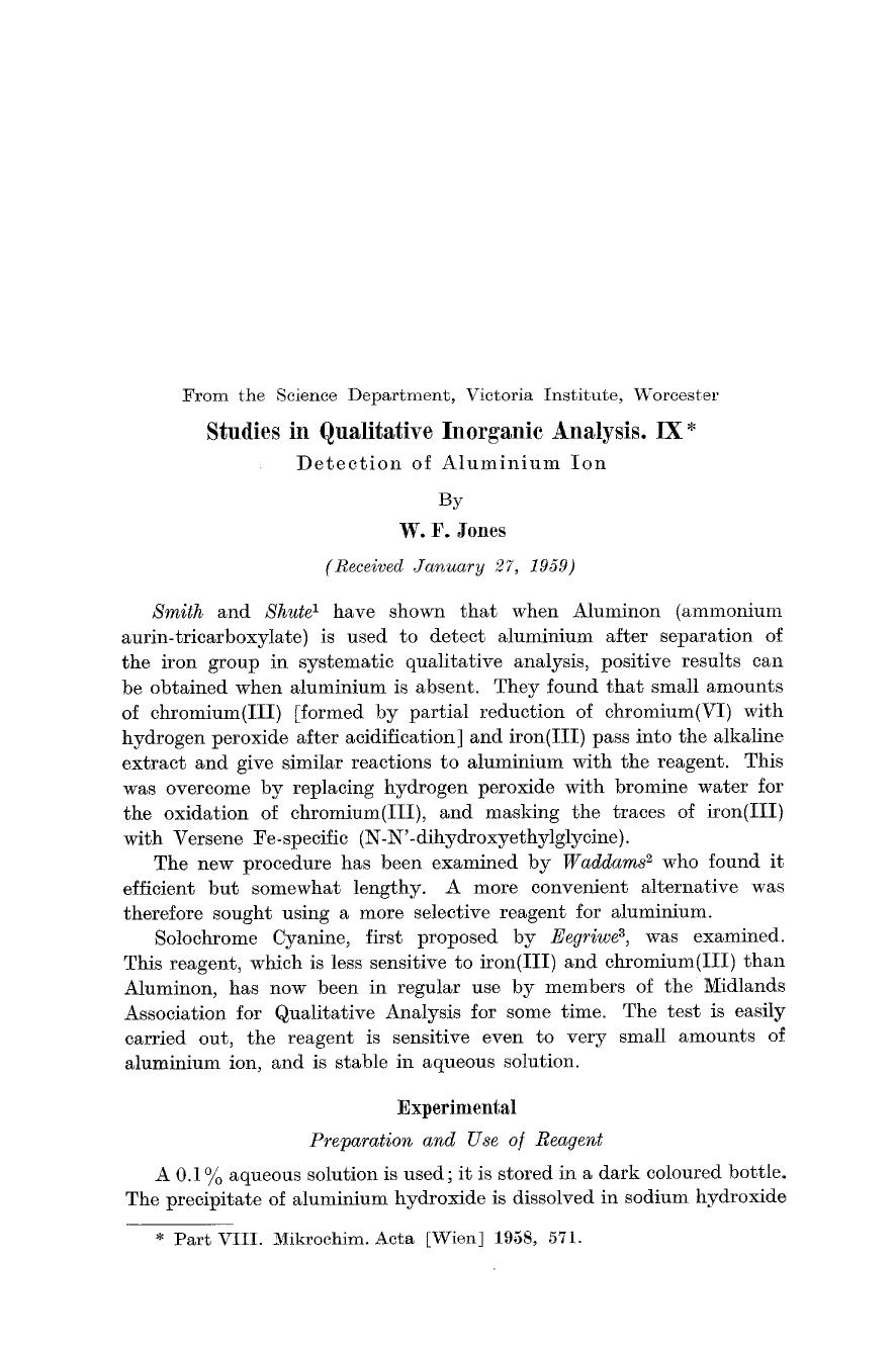 Studies in qualitative inorganic analysis. IX by Unknown