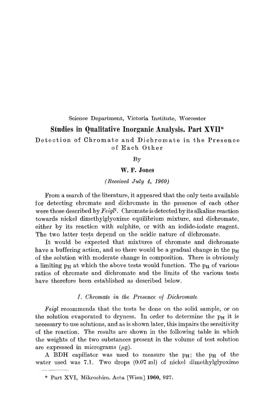 Studies in qualitative inorganic analysis. Part XVII by Unknown