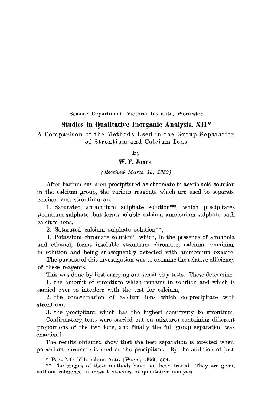 Studies in qualitative inorganic analysis. XII by Unknown