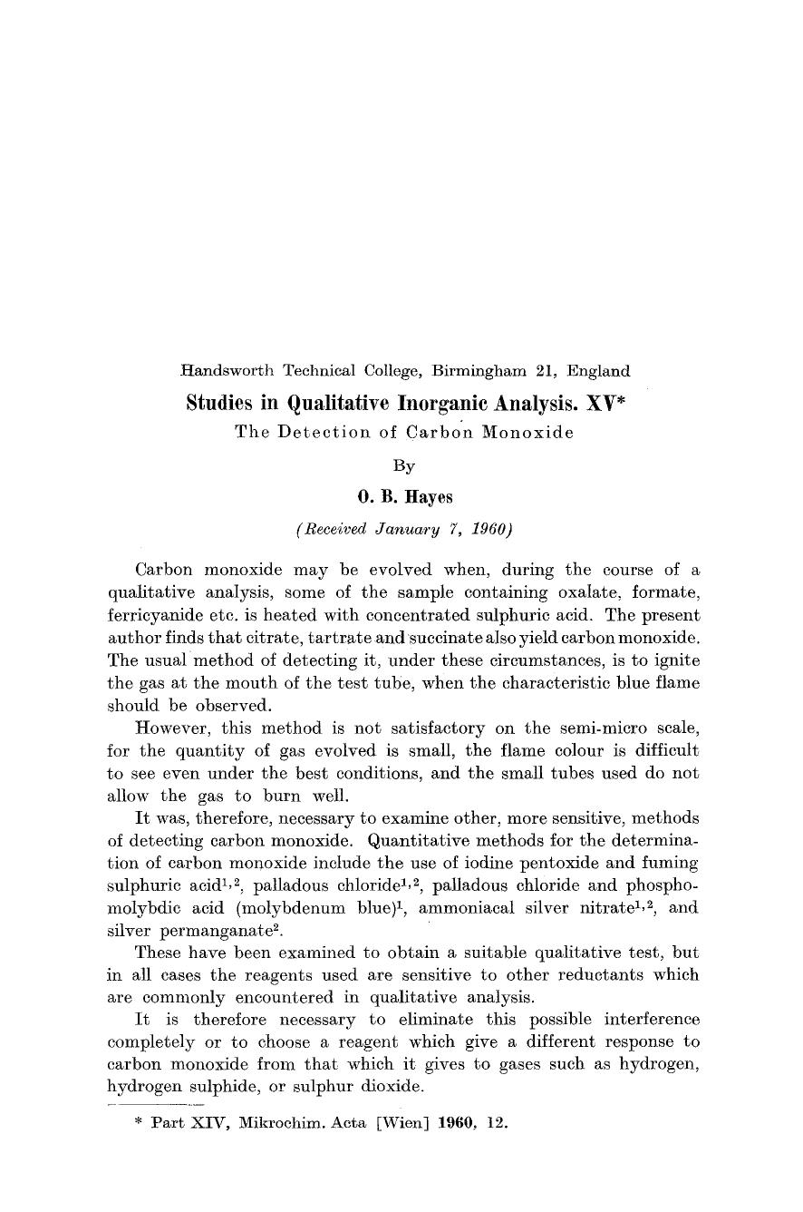 Studies in qualitative inorganic analysis. XV by Unknown