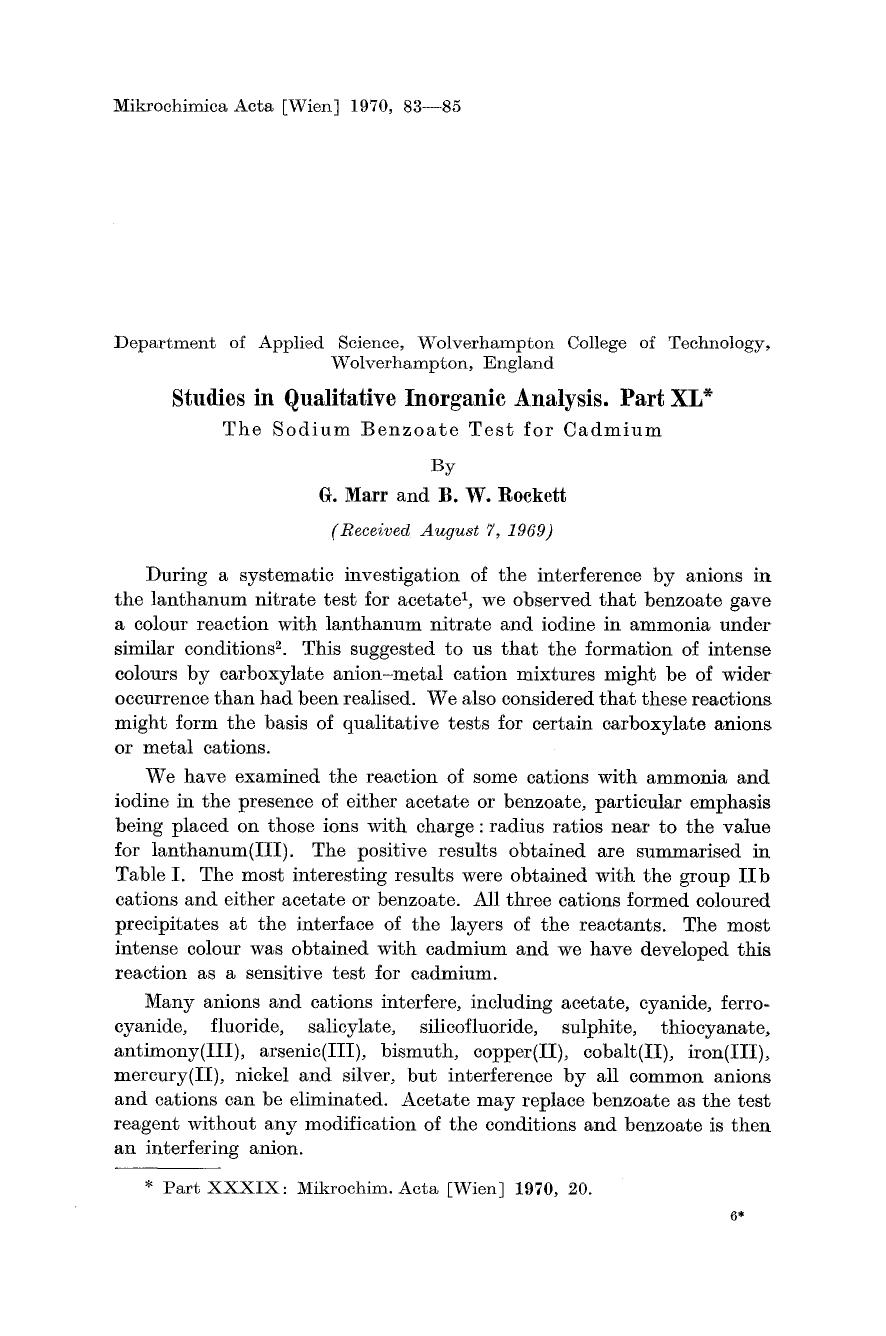 Studies in qualitative inorganic analysis. part XL by Unknown
