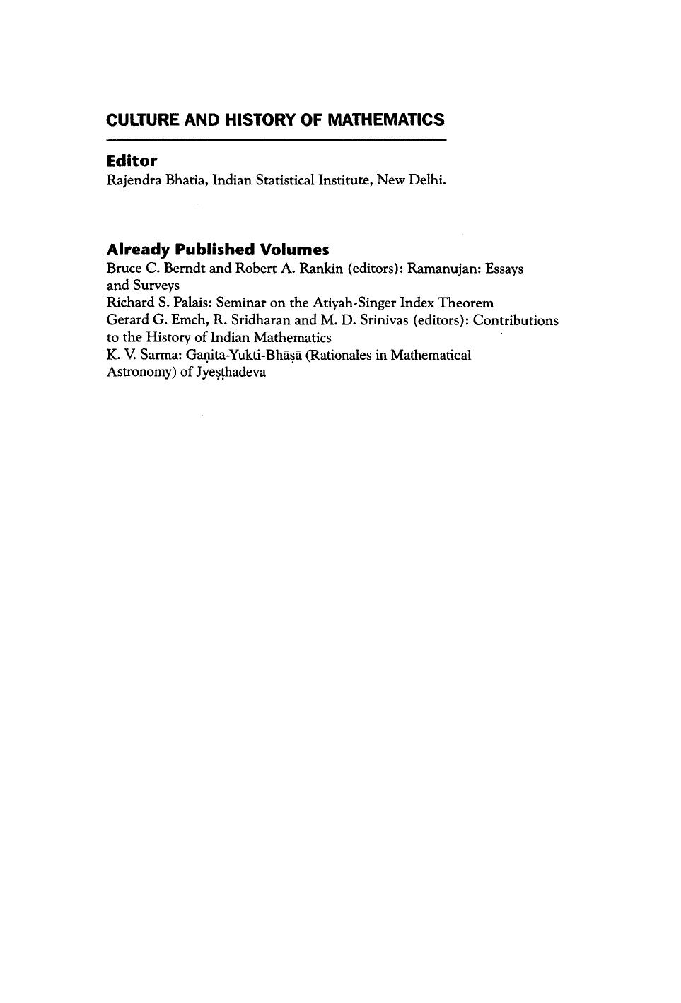 Studies in the History of Indian Mathematics by C.S.Seshadri (editor)