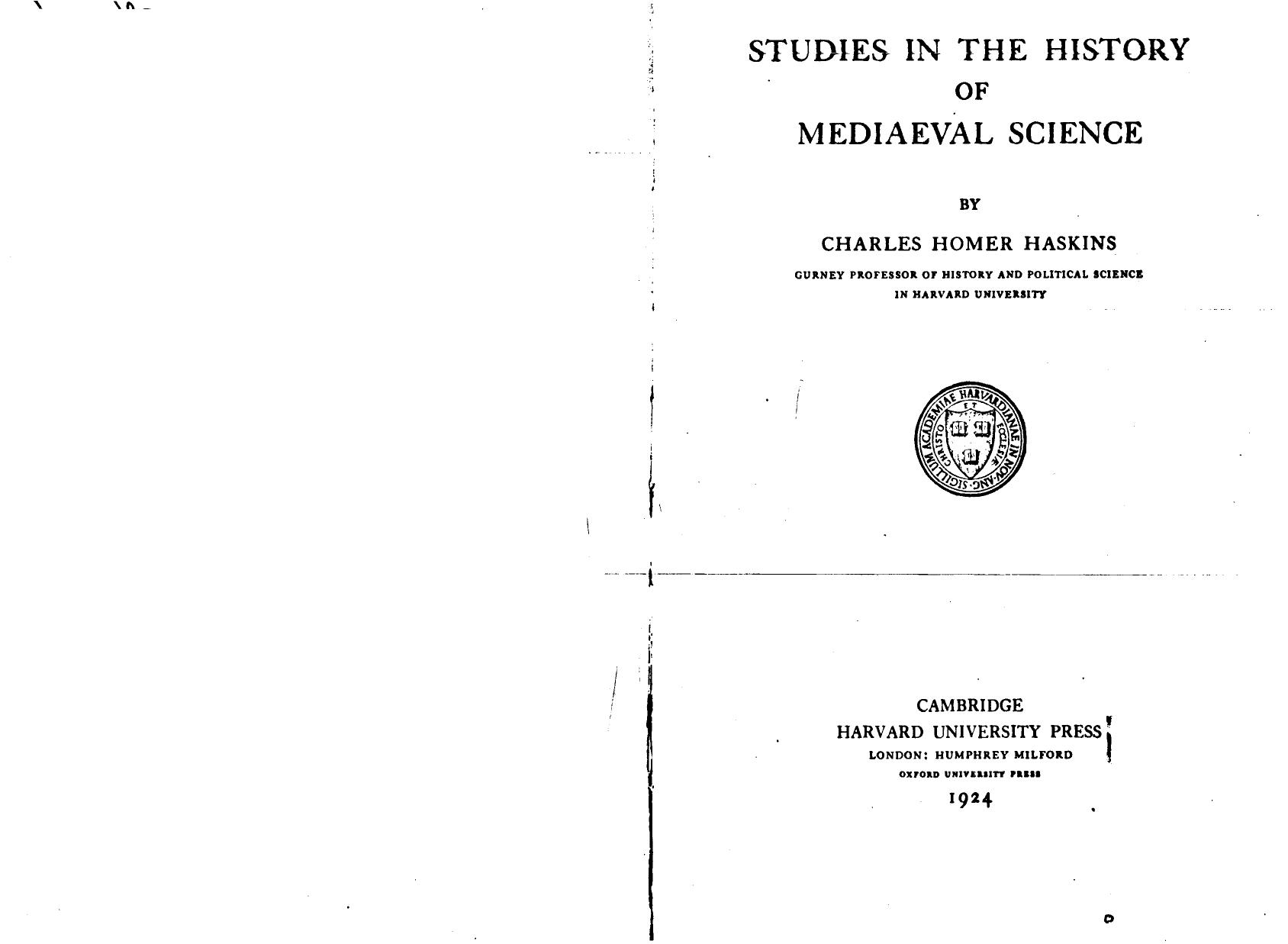 Studies in the History of Medieval Science by Charles Homer Haskins