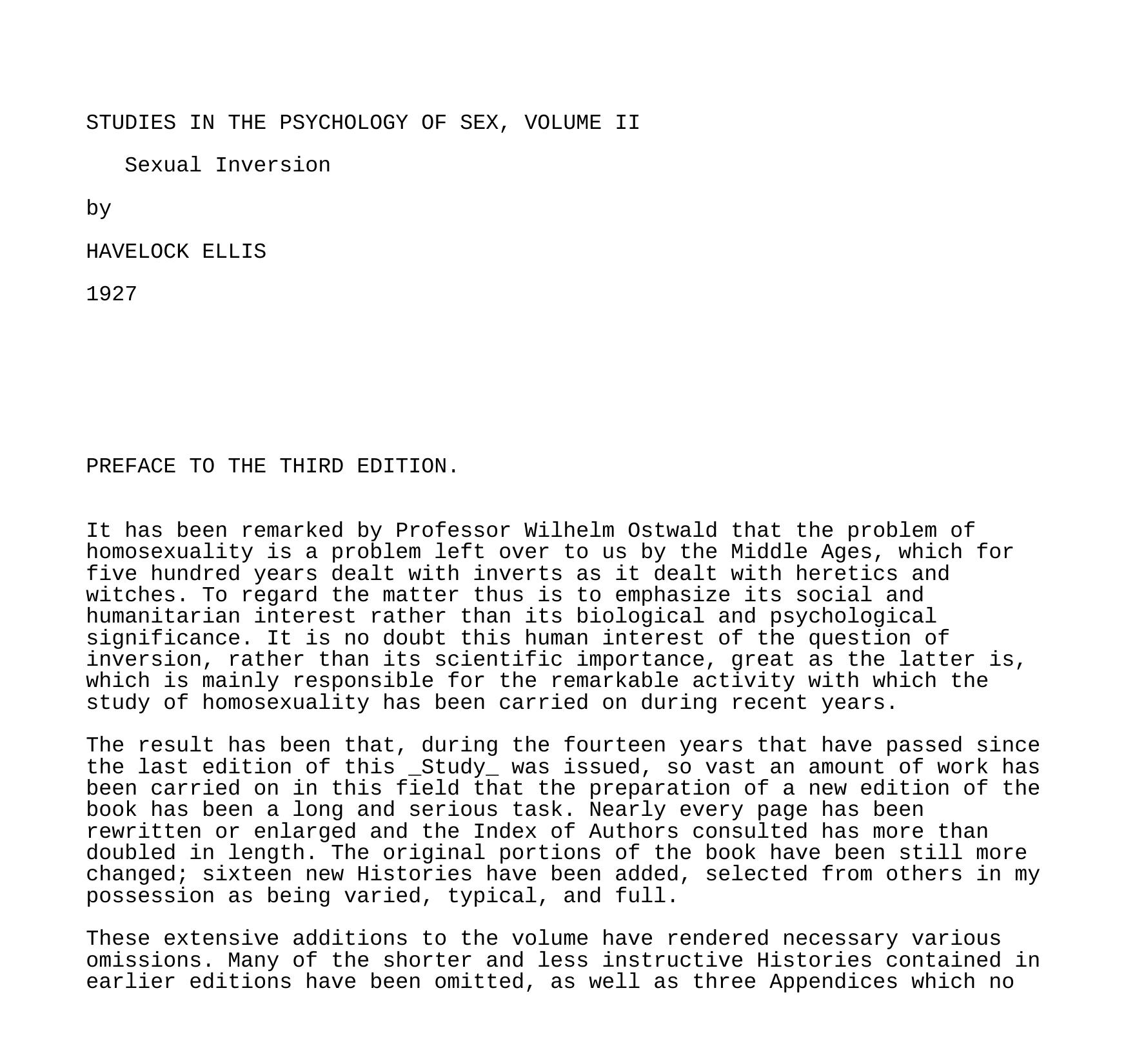 Studies in the Psychology of Sex II by Unknown