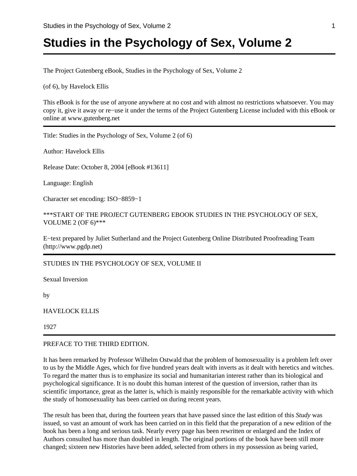Studies in the Psychology of Sex, Volume 2 by Unknown