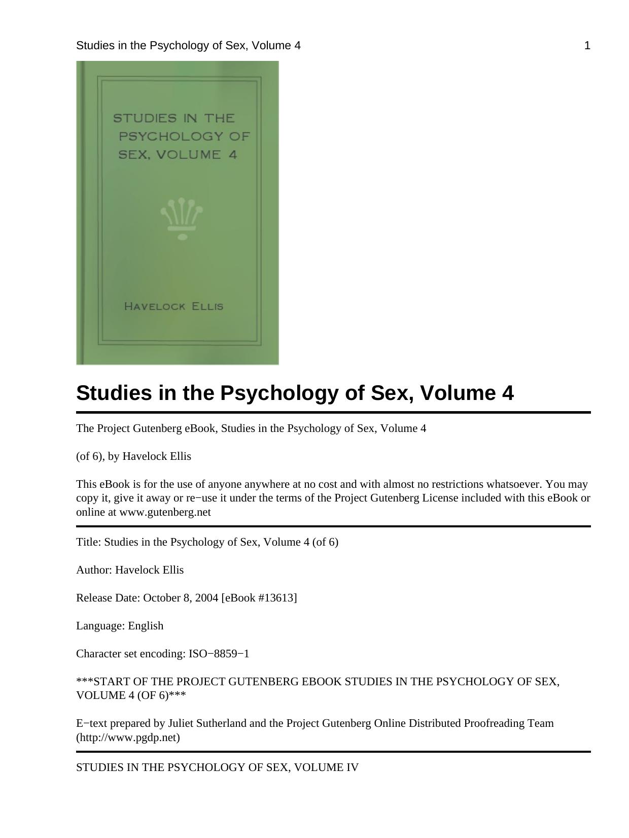 Studies in the Psychology of Sex, Volume 4 by H. Ellis (2004) WW