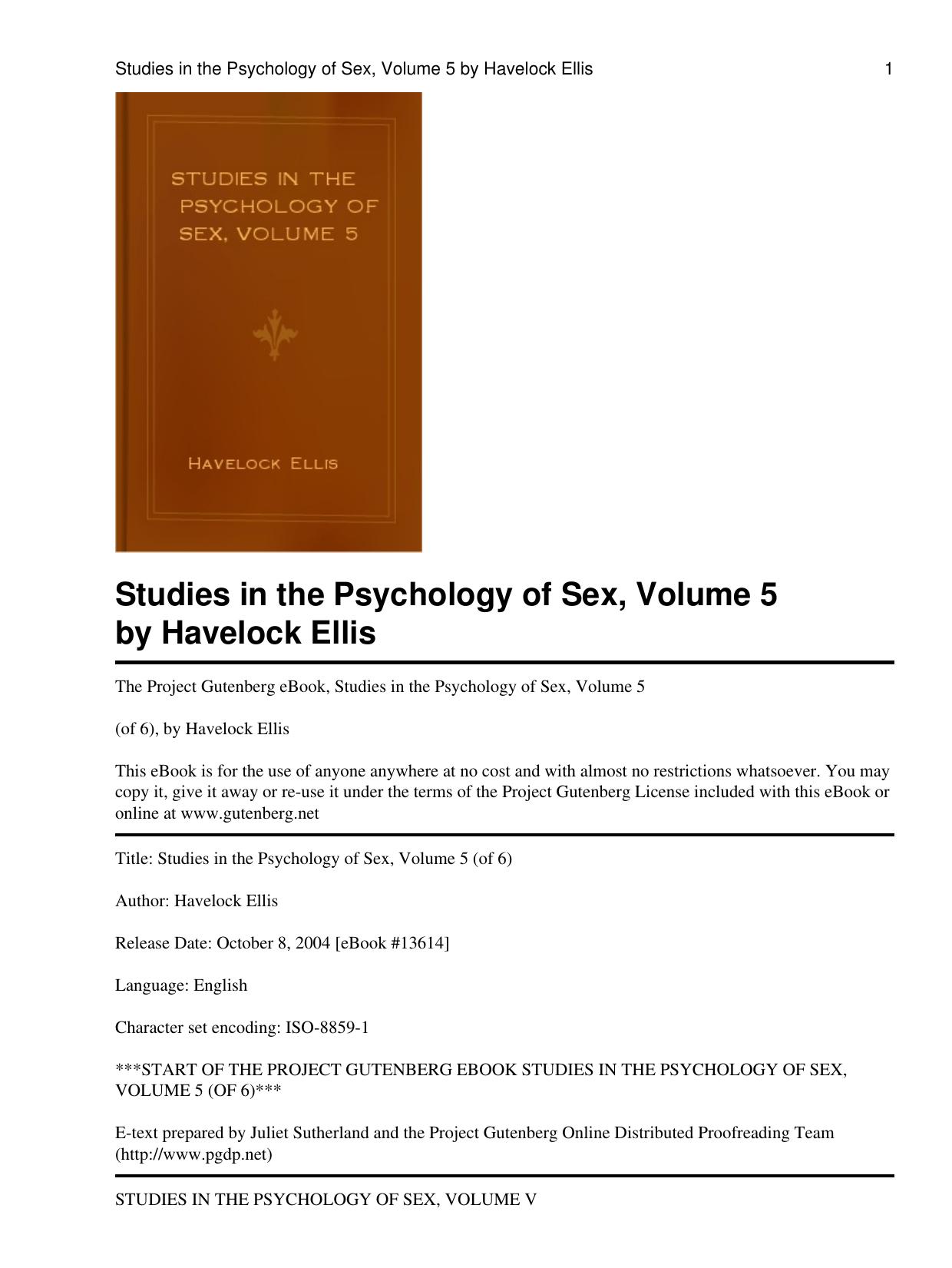 Studies in the Psychology of Sex, Volume 5 by H. Ellis (2004) WW