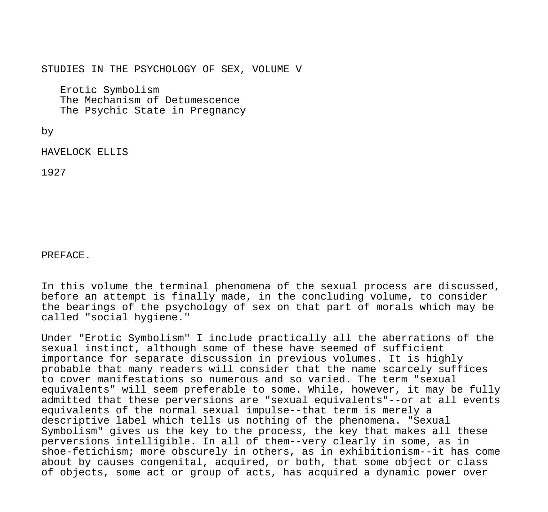 Studies in the Psychology of Sex, Volume 5 by Havelock Ellis by Unknown