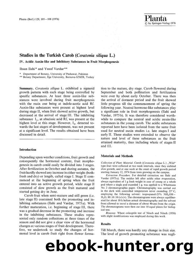 Studies in the Turkish Carob (<Emphasis Type="Italic">Ceratonia siliqua<Emphasis> L.) by Unknown