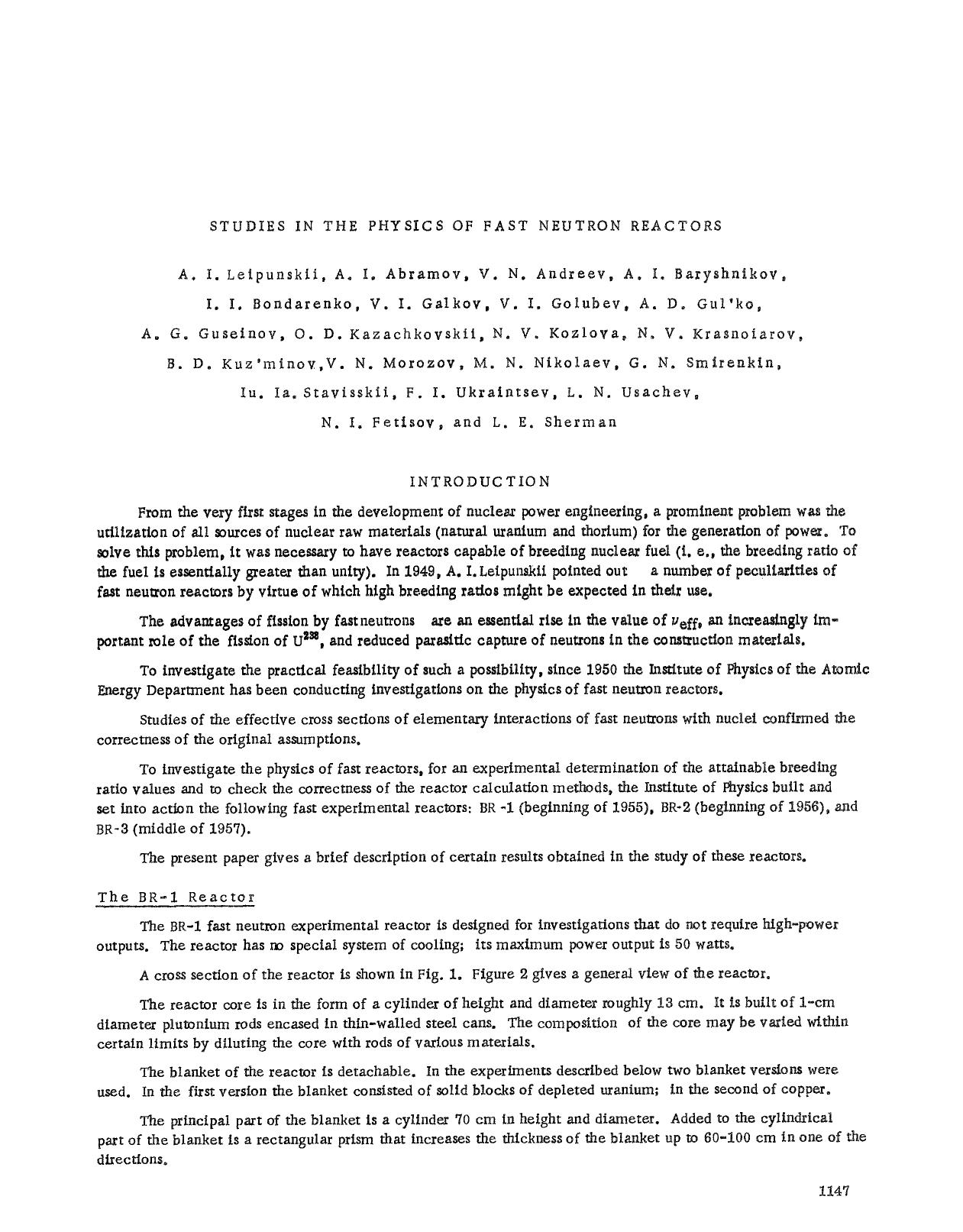 Studies in the physics of fast neutron reactors by Unknown