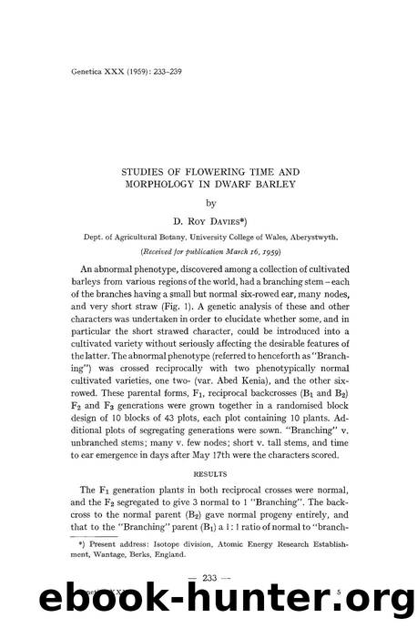 Studies of flowering time and morphology in dwarf barley by Unknown