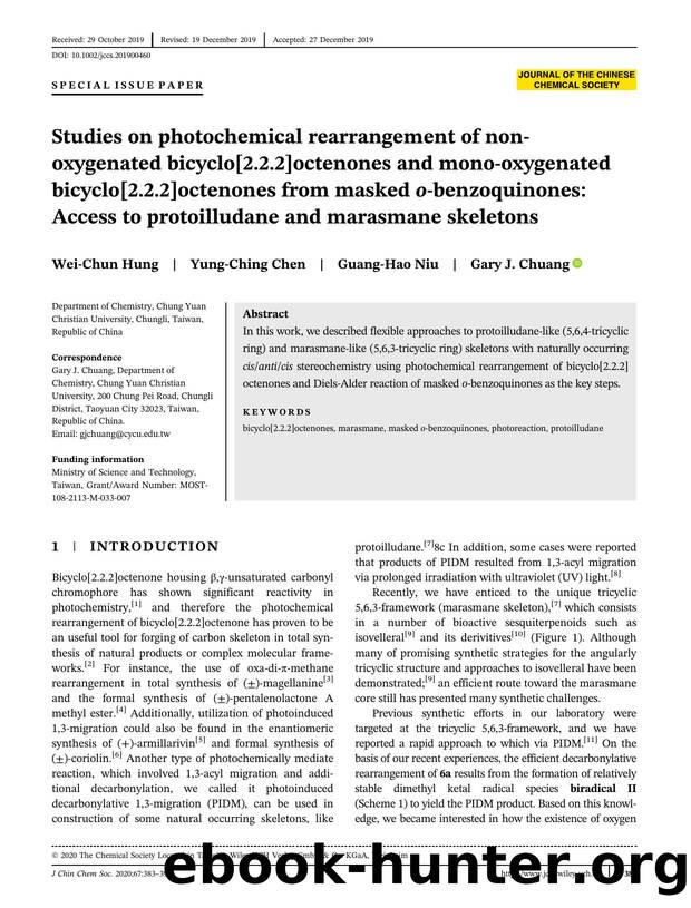 Studies on Photochemical Rearrangement of Non-Oxygenated Bicy-clo[2.2.2]octenones and Mono-Oxygenated Bicyclo[2.2.2]octenones from Masked o-Benzoquinones. Access to Protoilludane a by Unknown