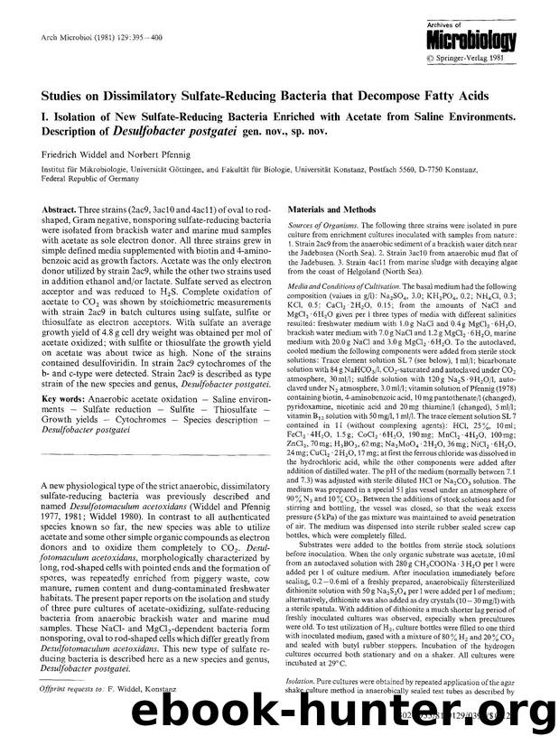 Studies on dissimilatory sulfate-reducing bacteria that decompose fatty acids by Unknown