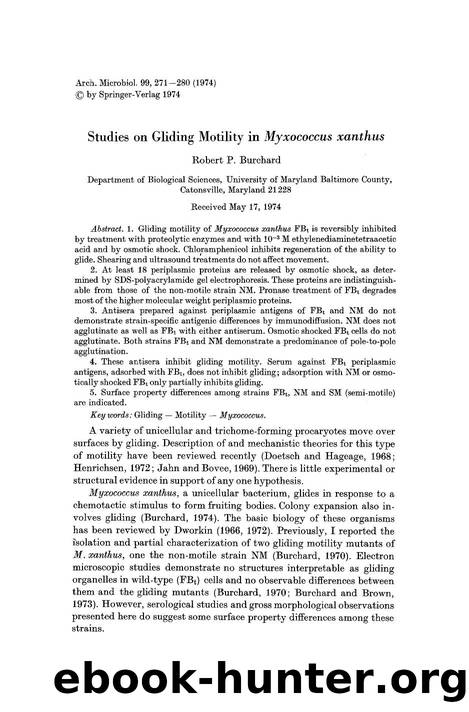 Studies on gliding motility in <Emphasis Type="Italic">Myxococcus xanthus <Emphasis> by Unknown