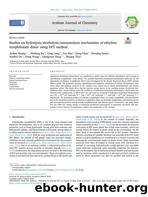 Studies on hydrolysisalcoholysisammonolysis mechanisms of ethylene terephthalate dimer using DFT method by unknow