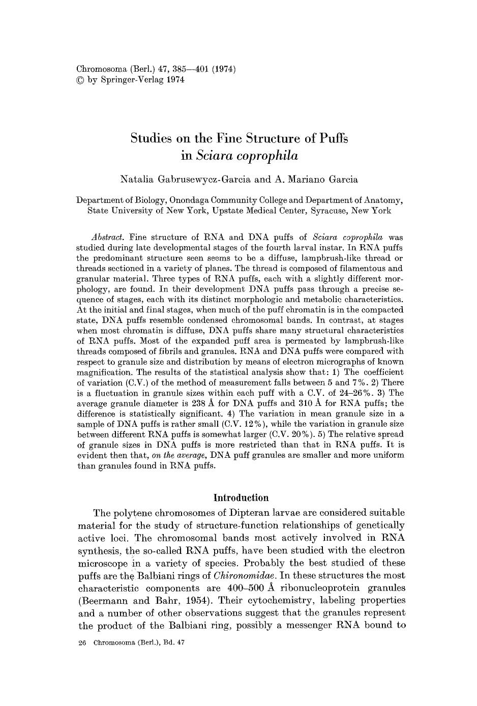Studies on the fine structure of puffs in <Emphasis Type="Italic">Sciara coprophila<Emphasis> by Unknown