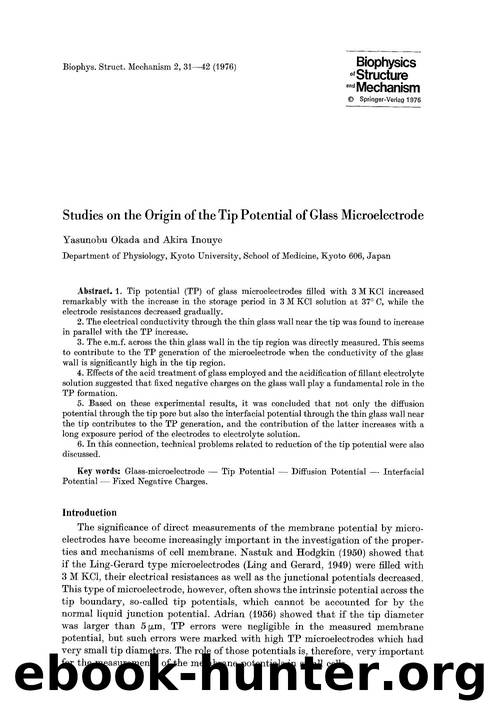 Studies on the origin of the tip potential of glass microelectrode by Unknown