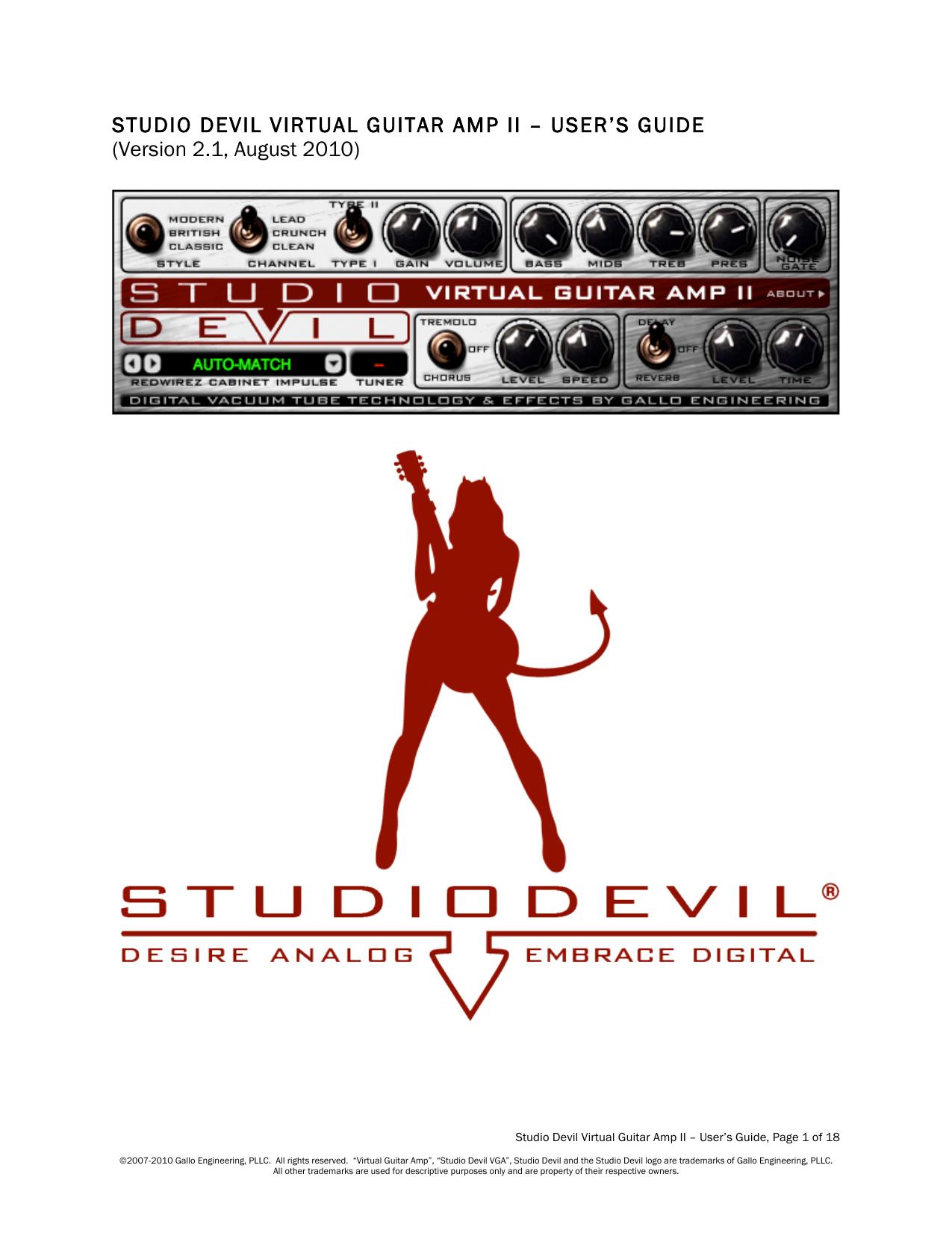 Studio Devil VGA II User's Guide v2.1 by Marc Gallo