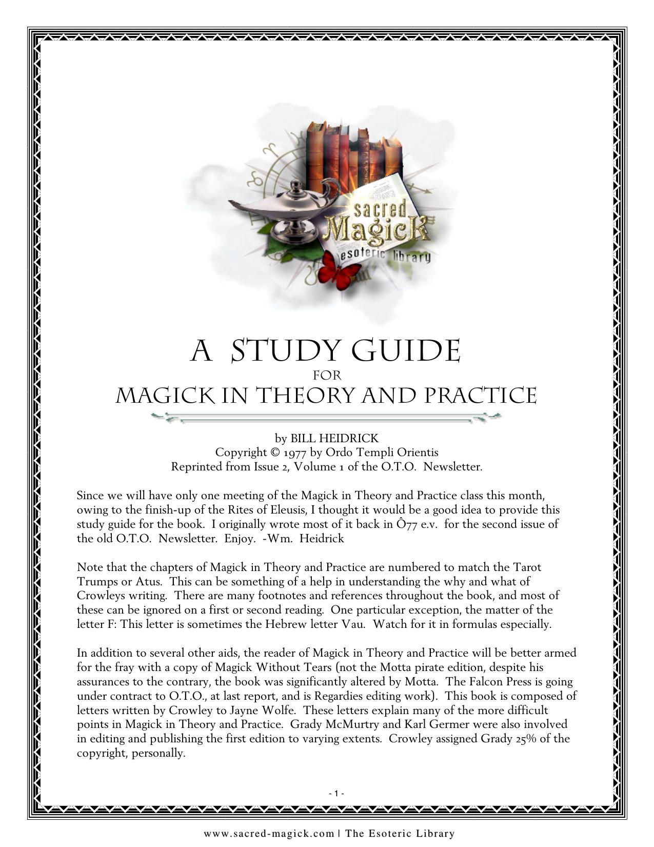 Study Guide Magick in Theory and Practice by Nikolaos Stergiannis Ph.D. (Mechanical Engineering)