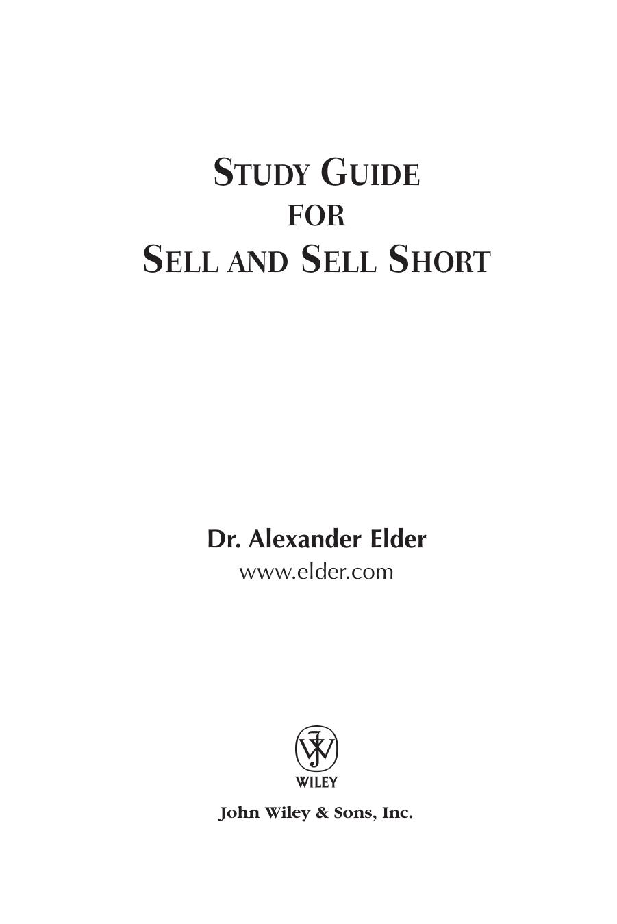 Study Guide for Sell and Sell Short (Wiley Trading) by Alexander Elder
