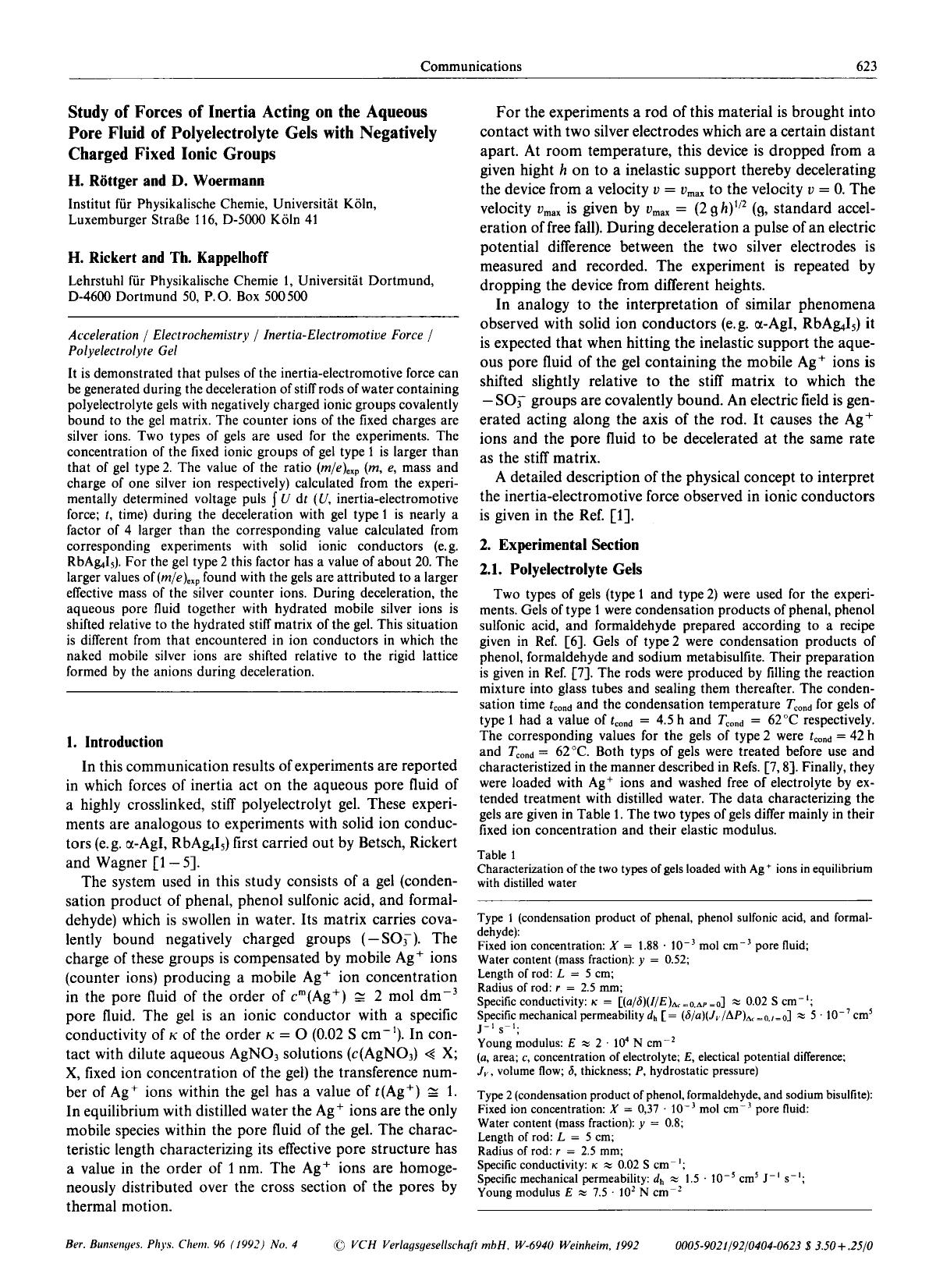 Study of Forces of Inertia Acting on the Aqueous Pore Fluid of Polyelectrolyte Gels with Negatively Charged Fixed Ionic Groups by Unknown