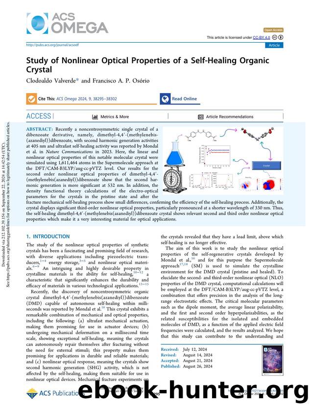 Study of Nonlinear Optical Properties of a Self-Healing Organic Crystal by Clodoaldo Valverde & Francisco A. P. Osório