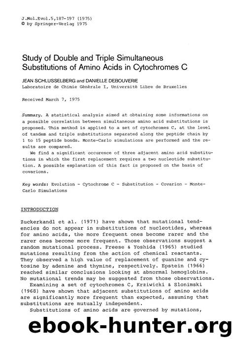 Study of double and triple simultaneous substitutions of amino acids in cytochromes C by Unknown
