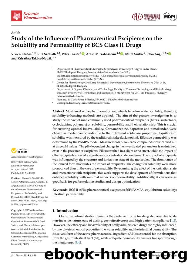 Study of the Influence of Pharmaceutical Excipients on the Solubility and Permeability of BCS Class II Drugs by unknow