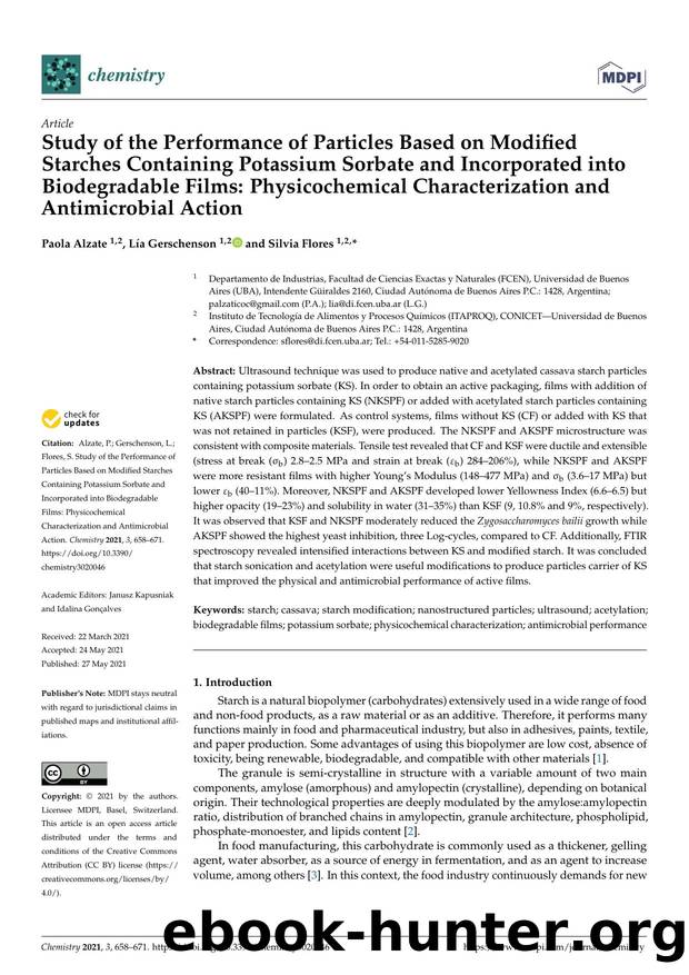 Study of the Performance of Particles Based on Modified Starches Containing Potassium Sorbate and Incorporated into Biodegradable Films: Physicochemical Characterization and Antimicrobial Action by Paola Alzate Lía Gerschenson & Silvia Flores